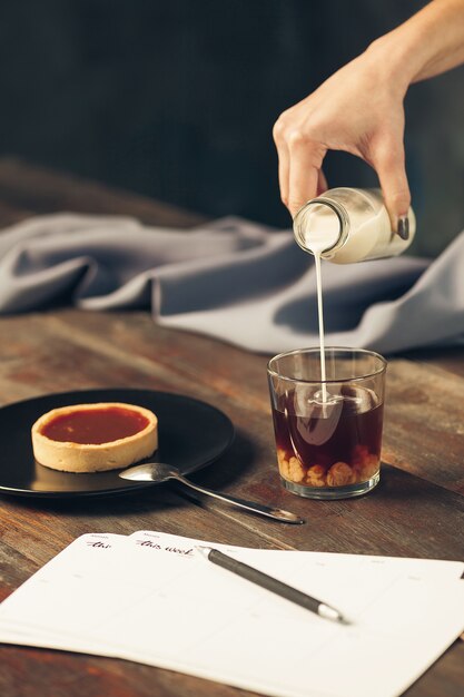 cake on wooden table