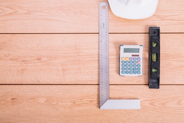 Calculator near measuring tools