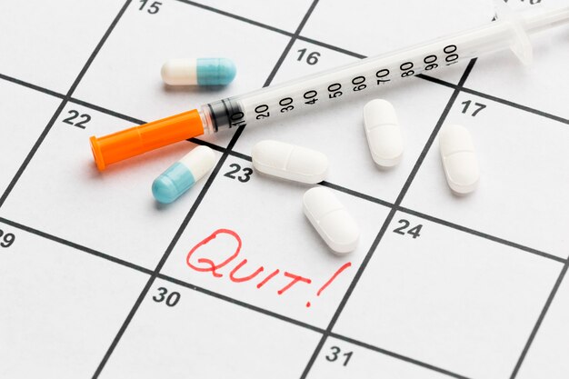薬の服用をやめる日付のカレンダー