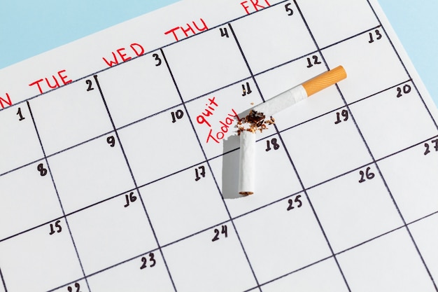 Calendar with quit smoking