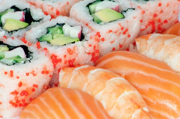 California maki and sushi close up