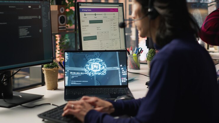 Free Photo call center agents track shipments in office using ai chatbot for help