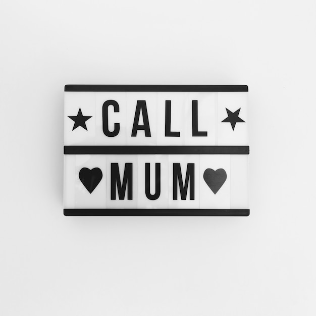 Free photo call mum inscription on white board