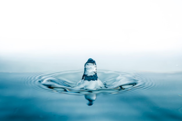 Calm water surface with drop falling