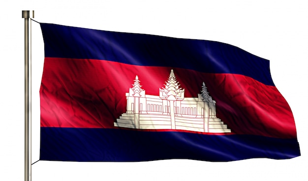 Бесплатное фото Национальный флаг камбоджи, изолированных на белом фоне
