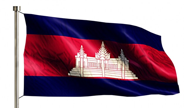 カンボジア国旗は、3Dの白い背景を分離