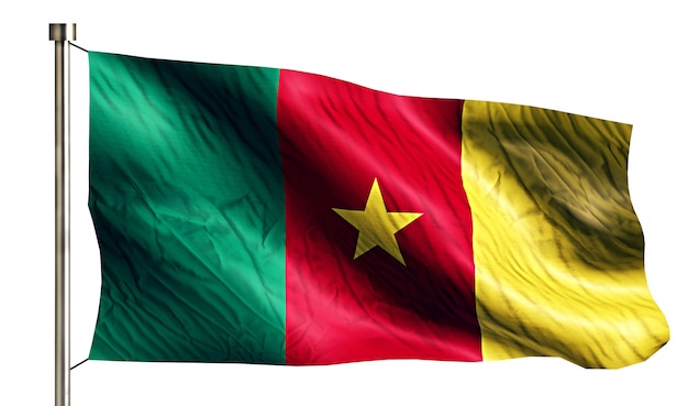 Free photo cameroon national flag isolated 3d white background