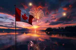 Free photo canada day celebration with maple leaf symbol