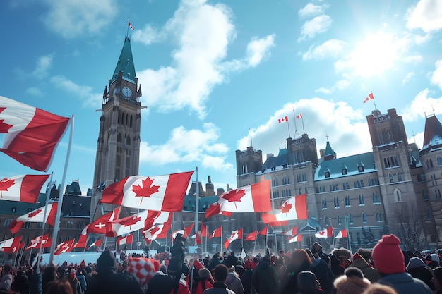 Foto gratuita celebrazione della giornata del canada con il simbolo della foglia d'acero