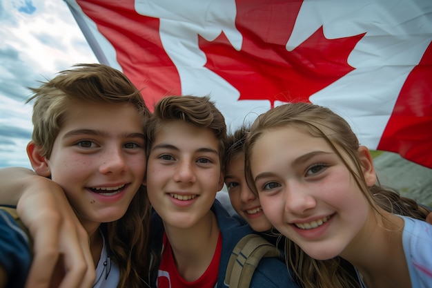 Canada day celebration with maple leaf symbol