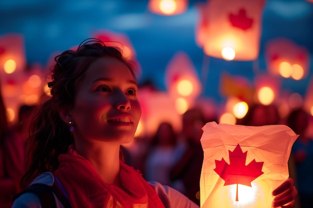 Canada day celebration with maple leaf symbol