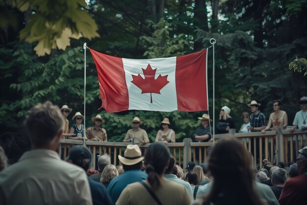 Canada day celebration with maple leaf symbol