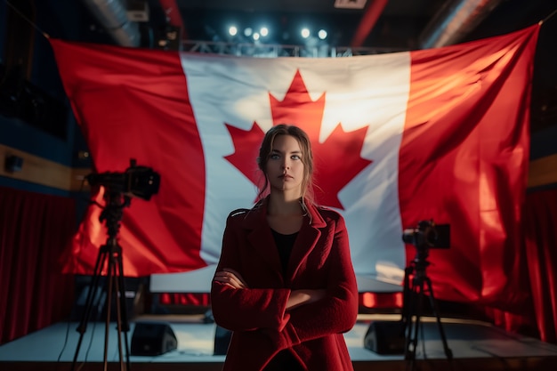 Free photo canada day celebration with maple leaf symbol