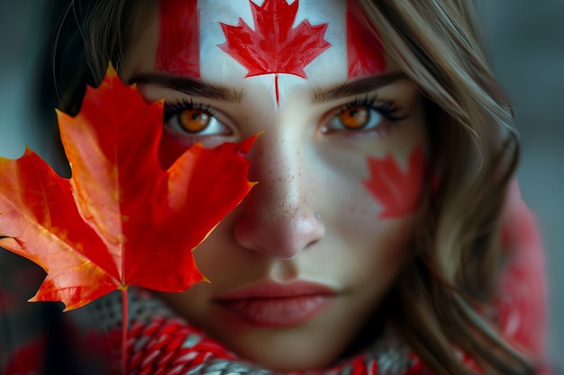 Free photo canada day celebration with maple leaf symbol