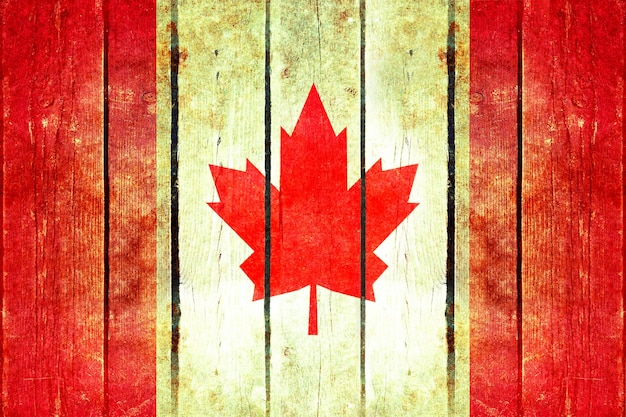 Canada grunge wooden flag.