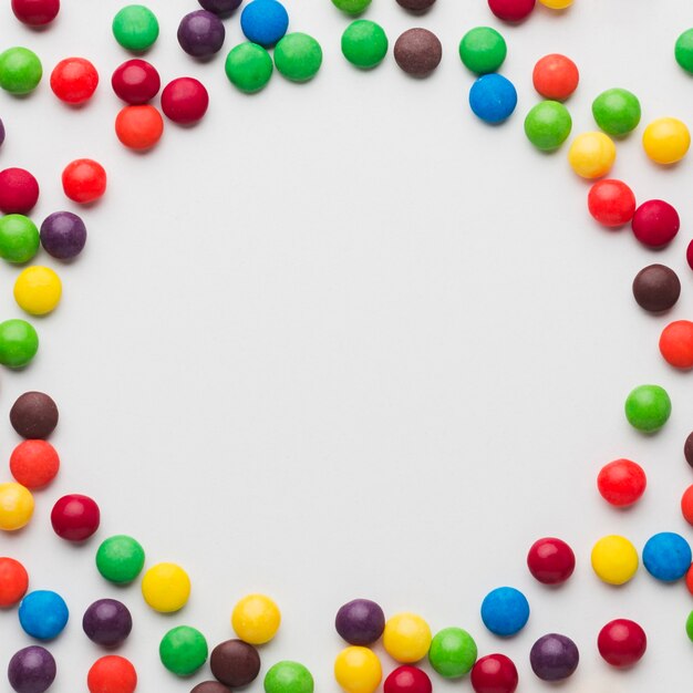 Candies circle frame with copy space