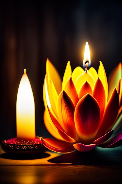 A candle and a lotus candle