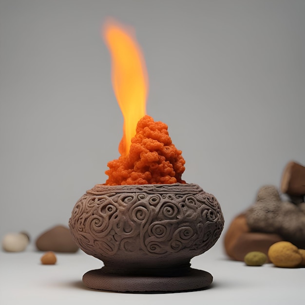 Free photo candle with incense and incense sticks on a gray background