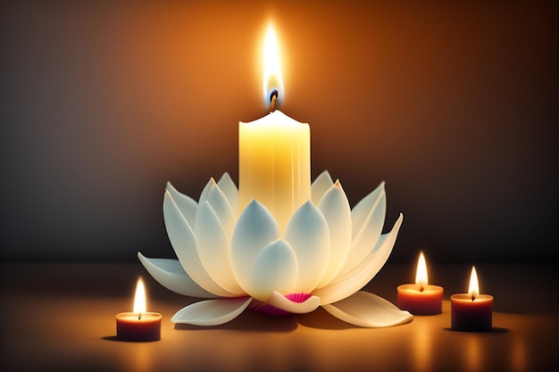 Free photo a candle with a lotus flower on it