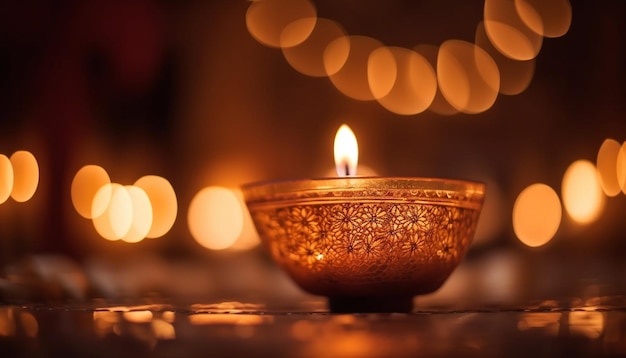 Candlelight glowing illuminating symbols of spirituality and love generated by AI