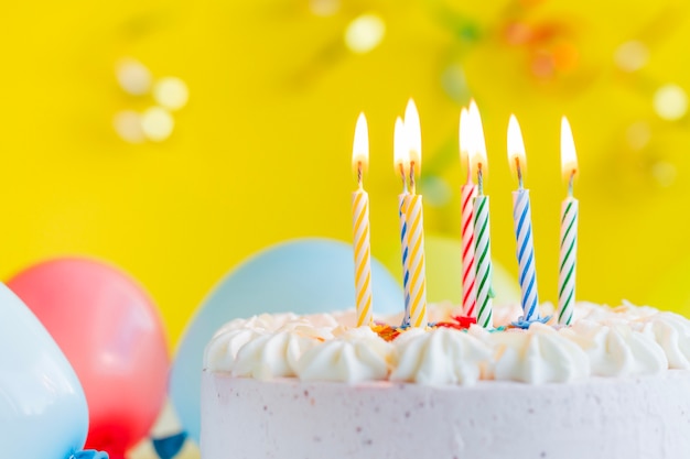 Candles on festive cake