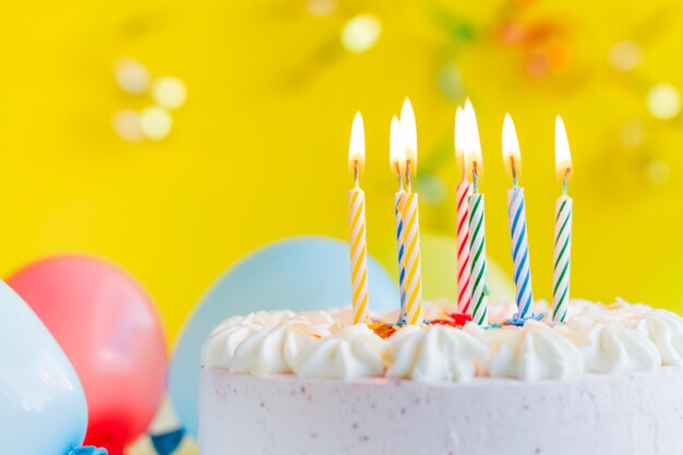 Candles on festive cake