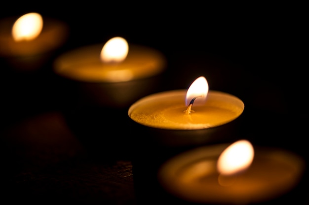 Candles glowing in the dark