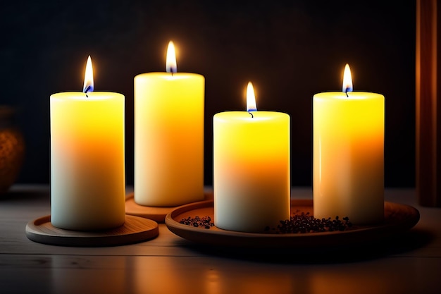 Candles on a table in the dark