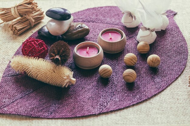 Candles and wooden balls