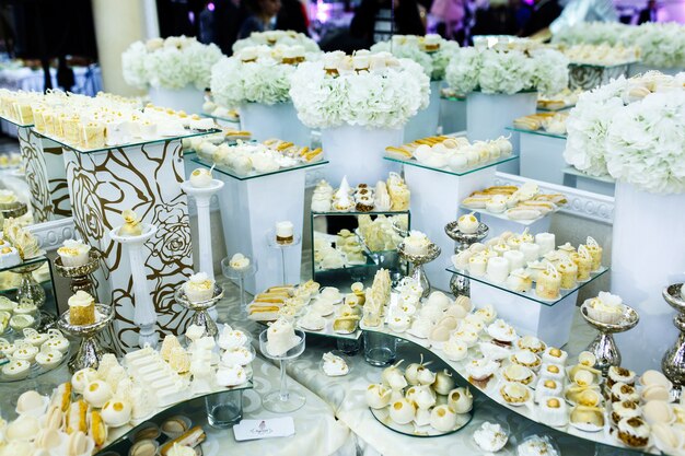 Candy bar served and made in white and beige tones 