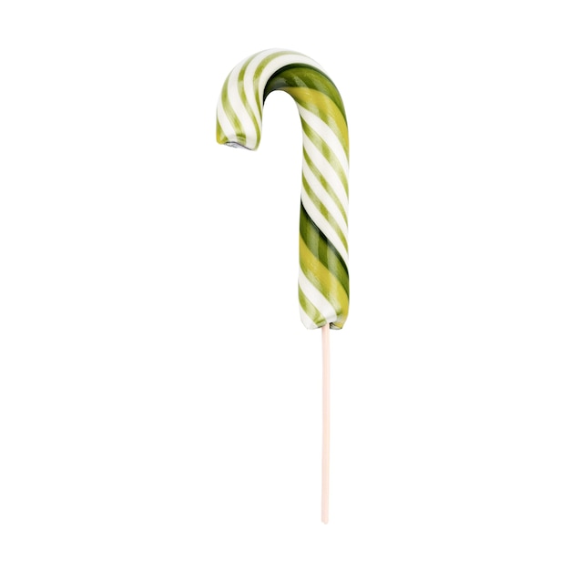 Candy cane striped on a stick in Christmas colours isolated.