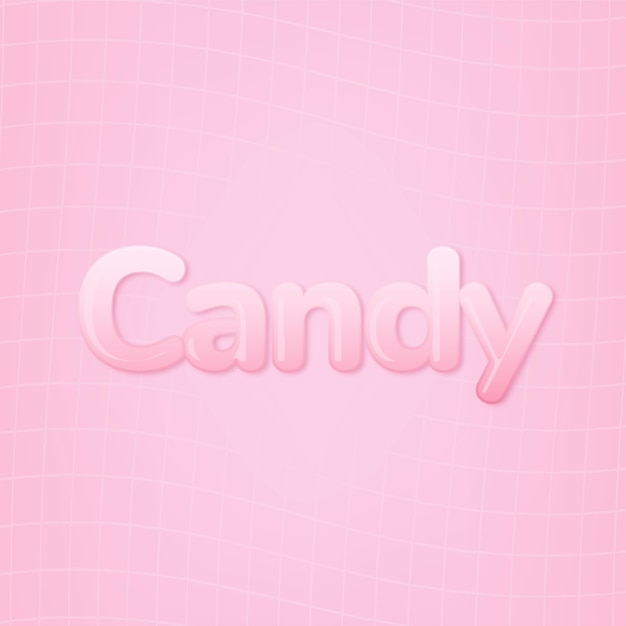 Candy in word in pink bubble gum text style