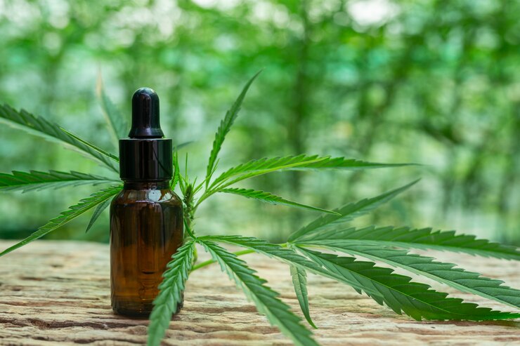 Free Photo cannabis leaf extracted from hemp oil.