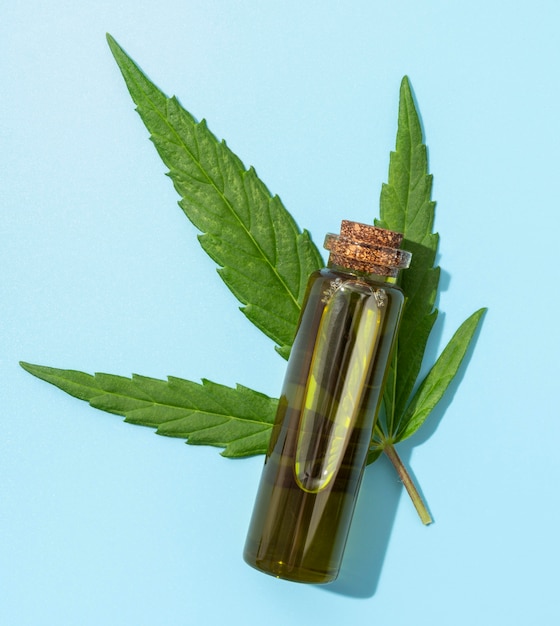 Free photo cannabis oil bottle arrangement