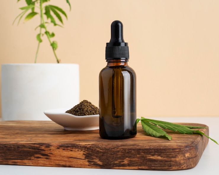 Free Photo cannabis oil bottle composition