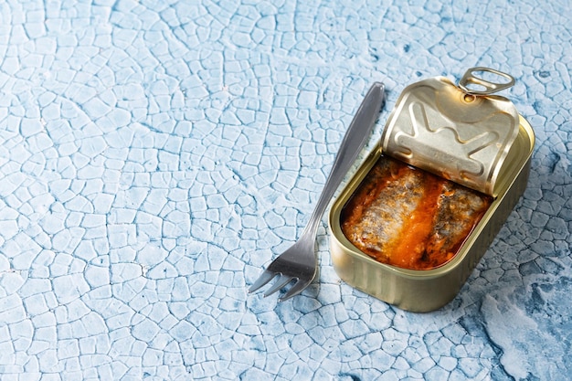 Canned food in metal can isolated on white background