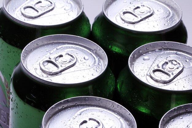 Cans with cold drink