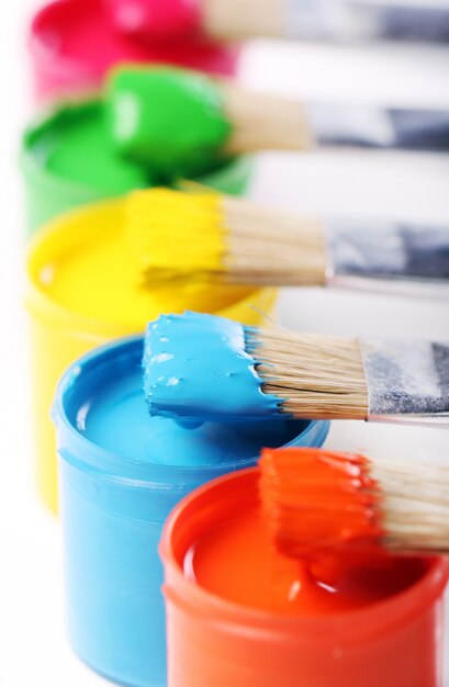 Cans with colorful paint