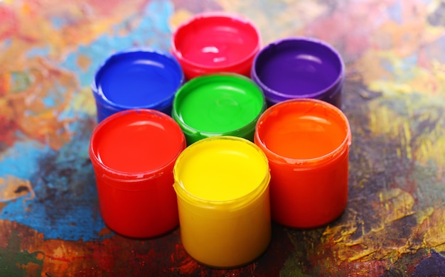 Cans with colorful paint