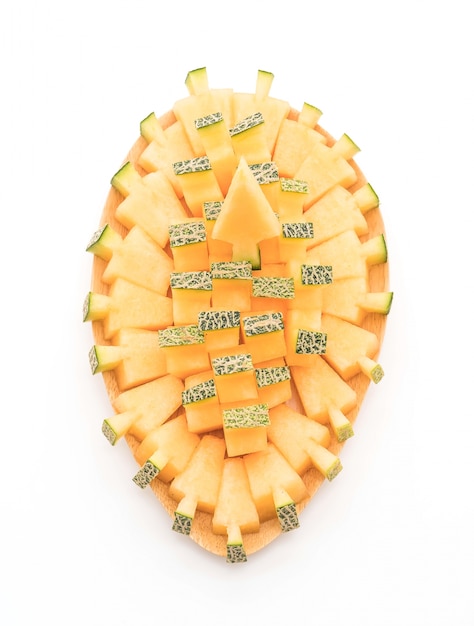 cantaloupe melon on white