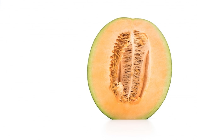 cantaloupe melon on white