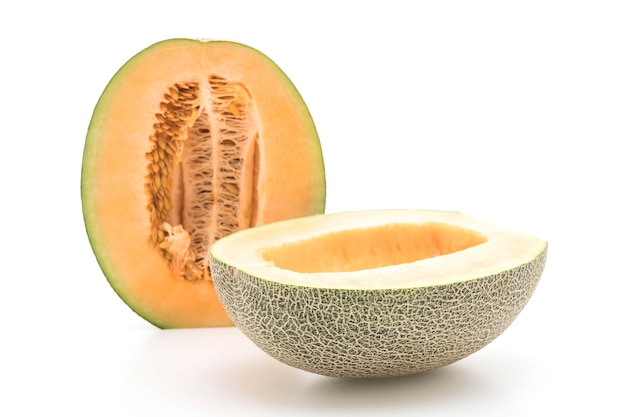 cantaloupe melon on white