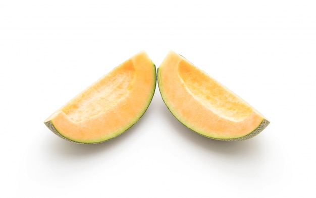 cantaloupe melon on white