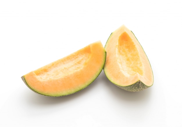 cantaloupe melon on white