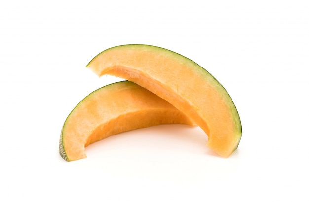 cantaloupe melon on white