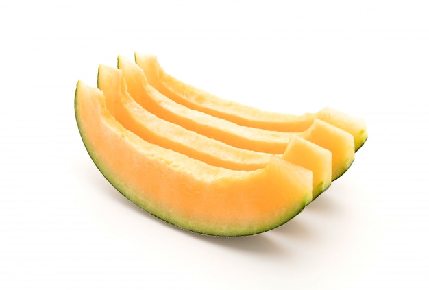 cantaloupe melon on white