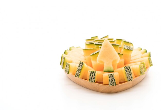 cantaloupe melon on white