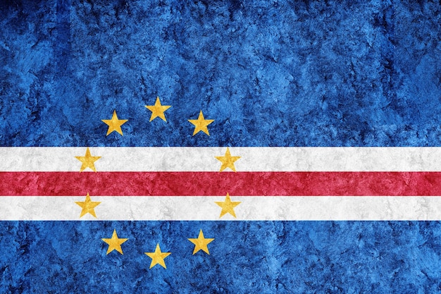 Free photo cape verde metallic flag, textured flag, grunge flag