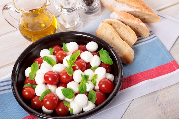 Caprese salad with mozzarella cheese