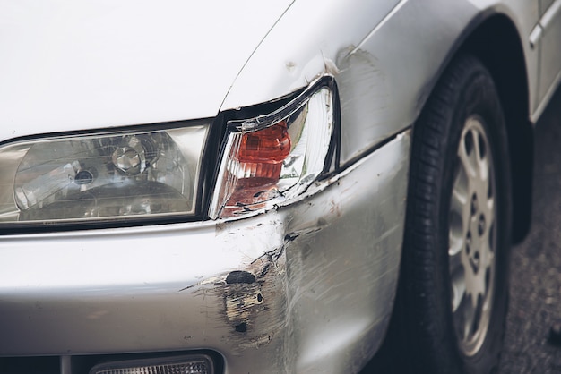 Car damage on road accident, car insurance 